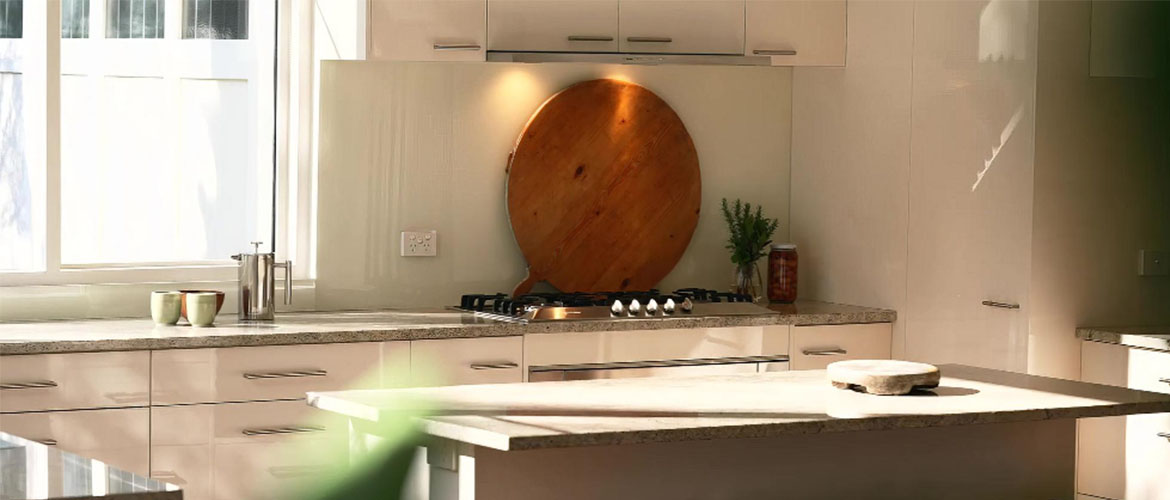 Stylish kitchen with a modern peel & stick backsplash tile installation